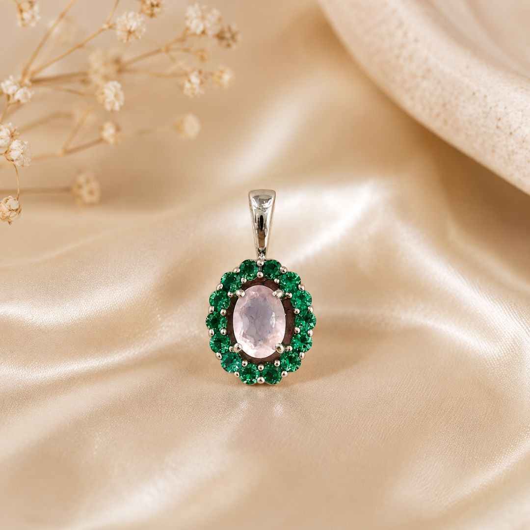 Corallina Oval Rose Quartz Pendant