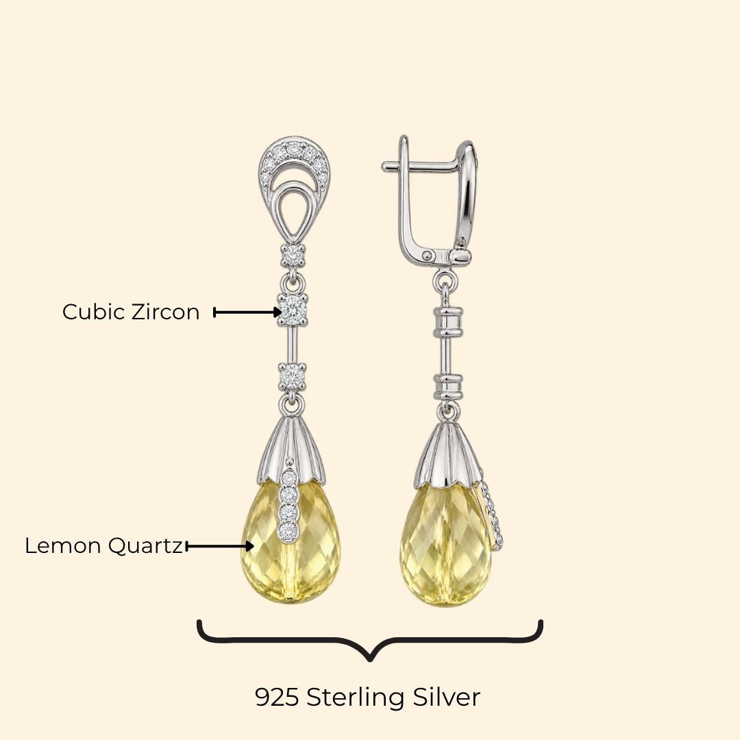Lemon Quartz Drop Earrings