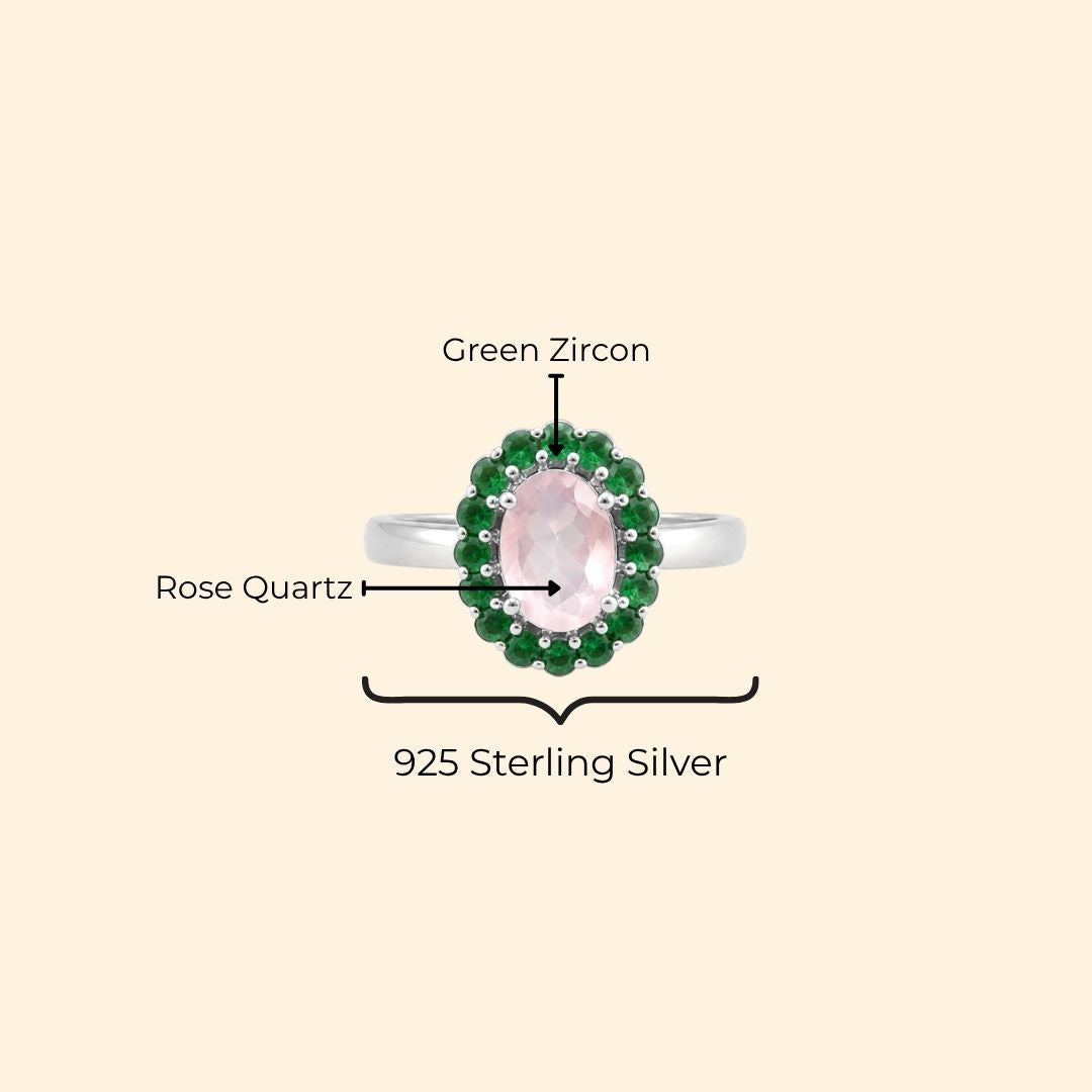 Oval Corallina Ring in Rose Quartz