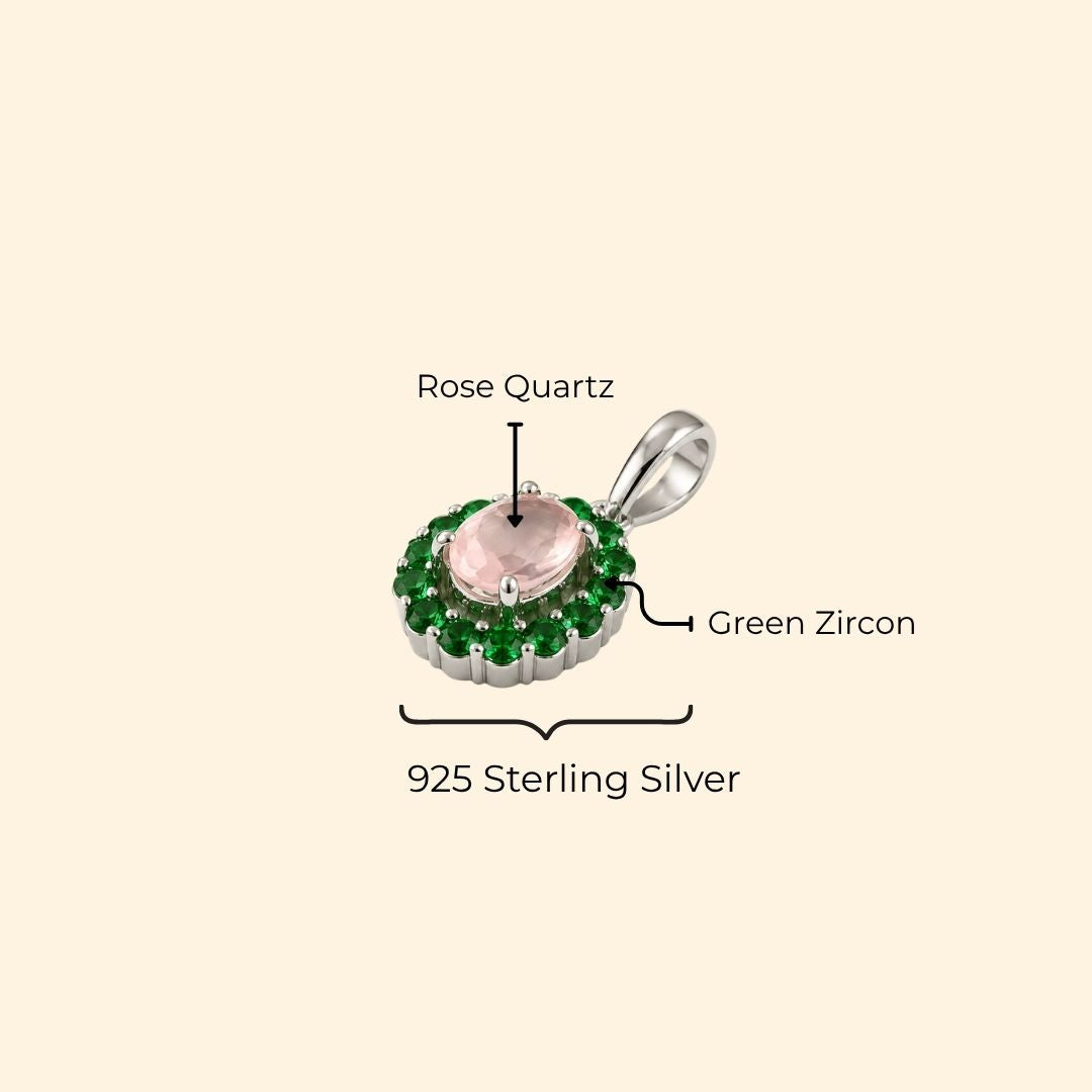 Corallina Oval Rose Quartz Pendant