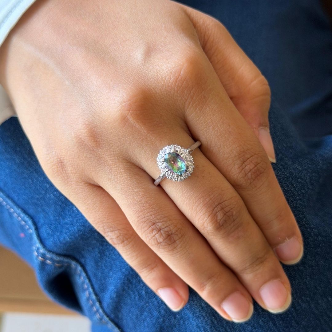 Oval Corallina Ring in Mystic Quartz