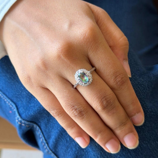 Oval Corallina Ring in Mystic Quartz