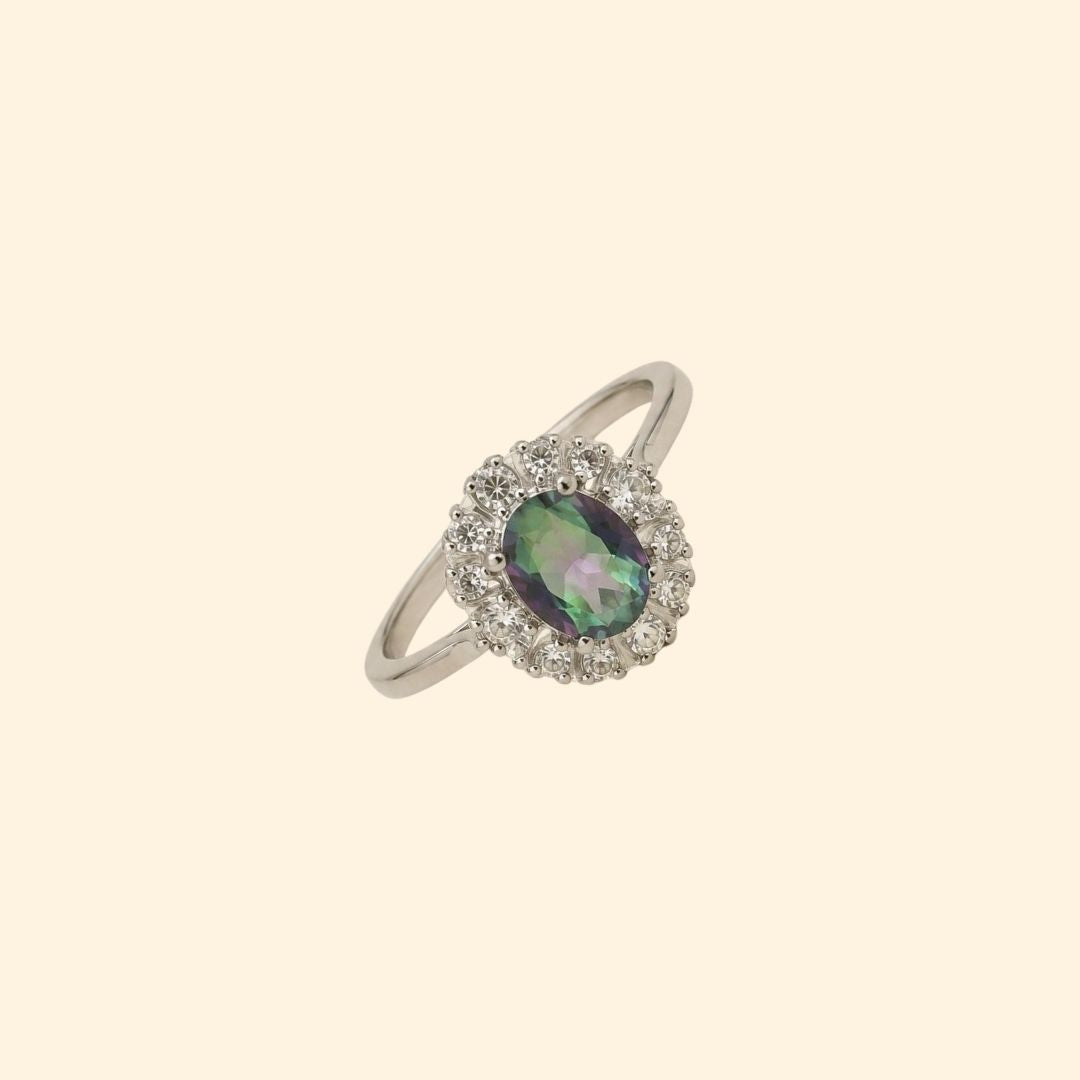 Oval Corallina Ring in Mystic Quartz