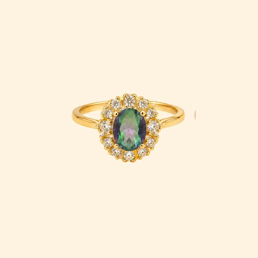 Oval Corallina Ring in Mystic Quartz