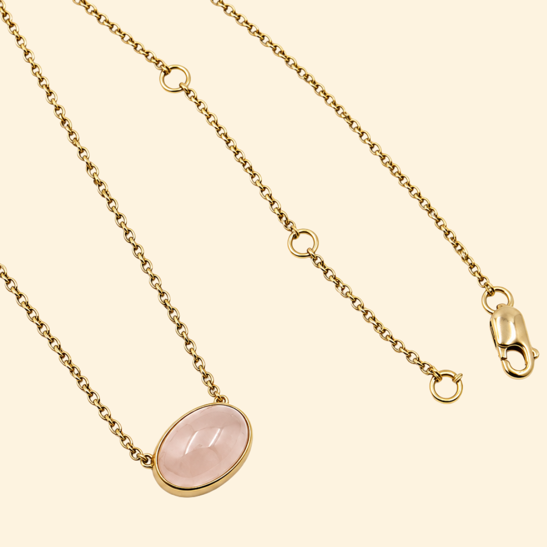 Rose Quartz Cabochon Necklace