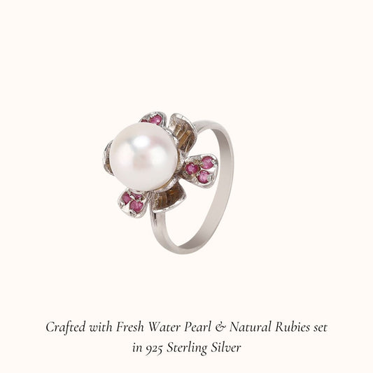 Ruby Pearl Daisy Ring