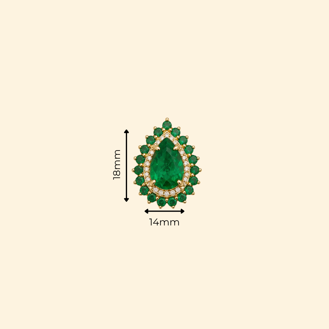 Pear Emerald Diamond Double Halo Pendant