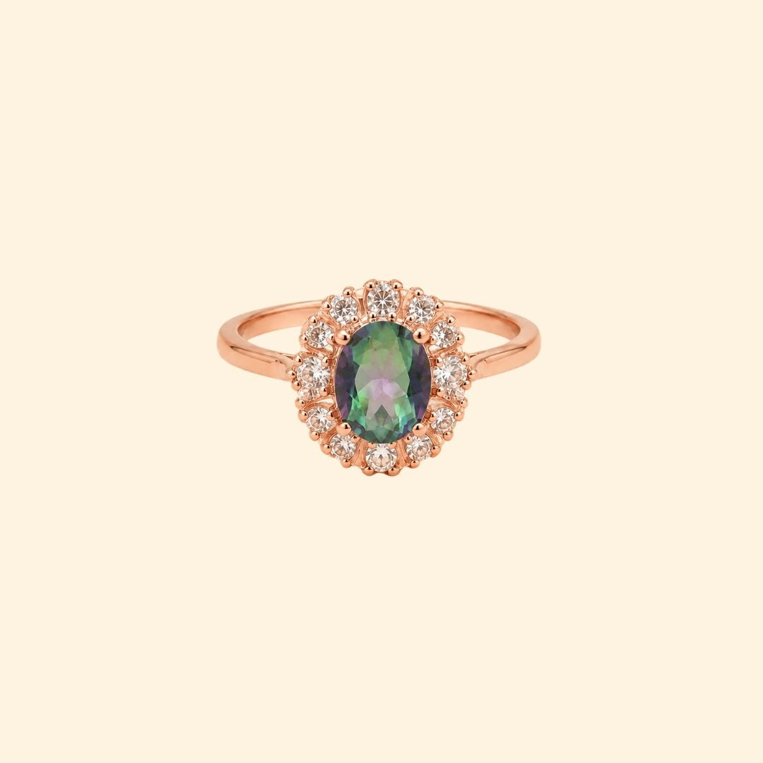 Oval Corallina Ring in Mystic Quartz
