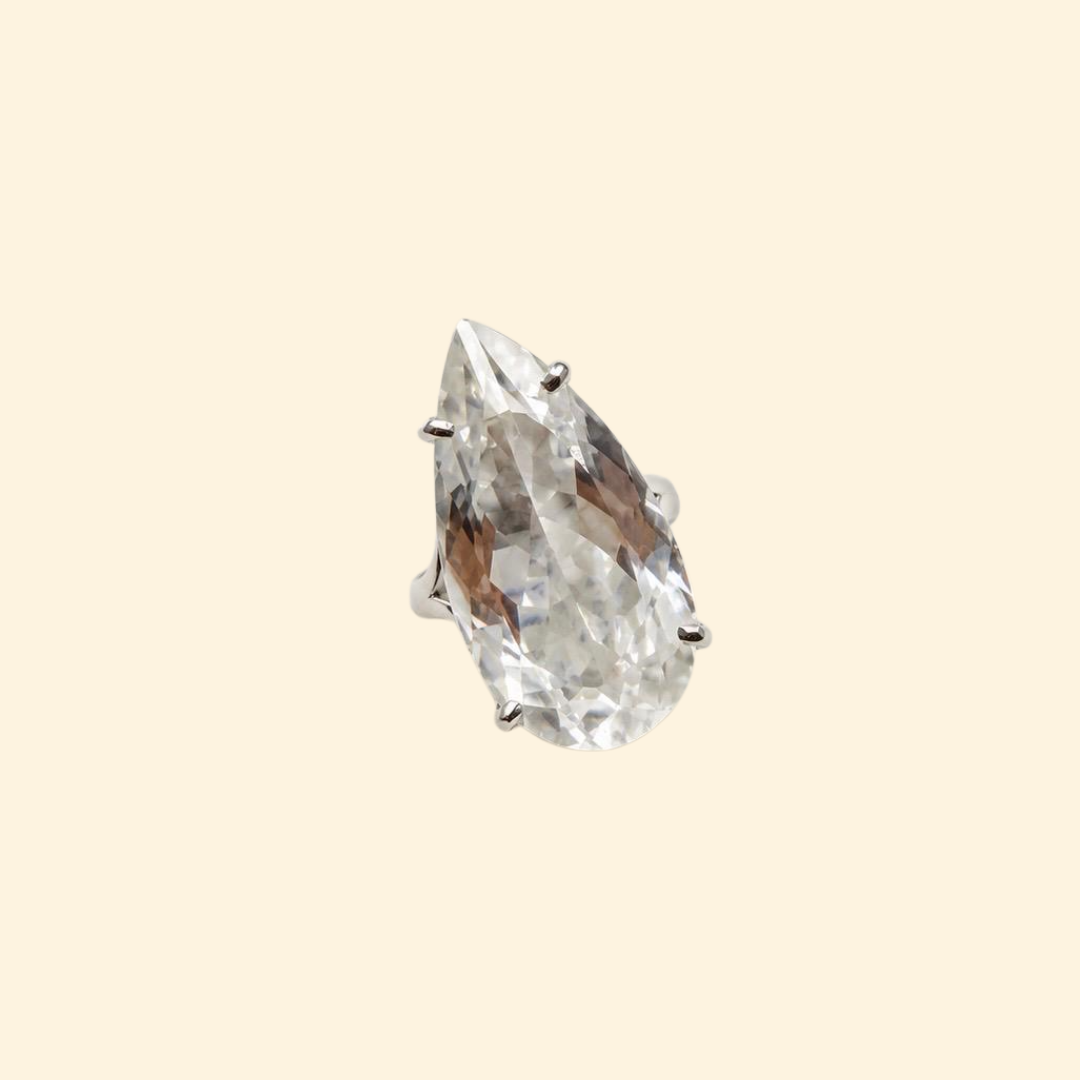 Pear Clear Quartz Ring