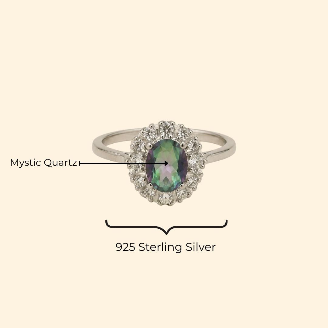 Oval Corallina Ring in Mystic Quartz