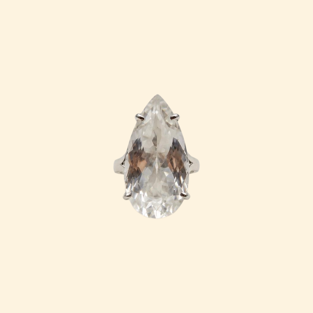 Pear Clear Quartz Ring