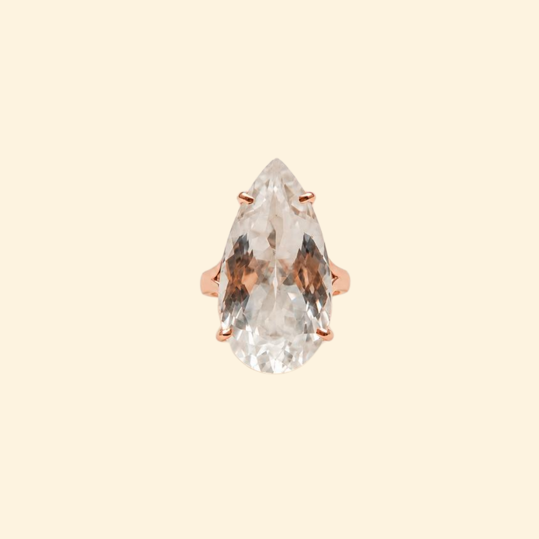 Pear Clear Quartz Ring