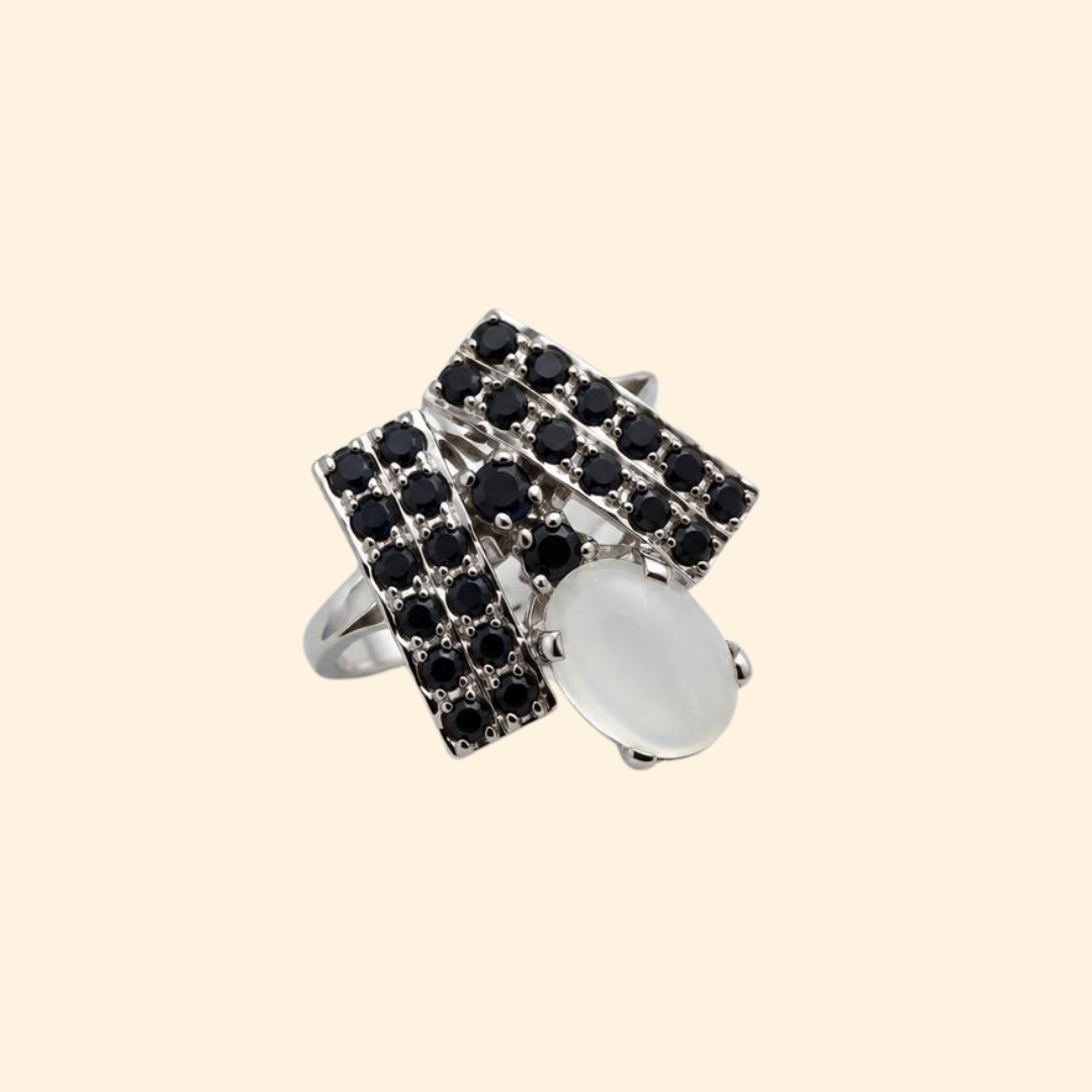 Elegance Cascade in Moonstone Ring