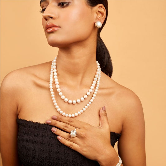 Classic Pearl Ring & Earring Set