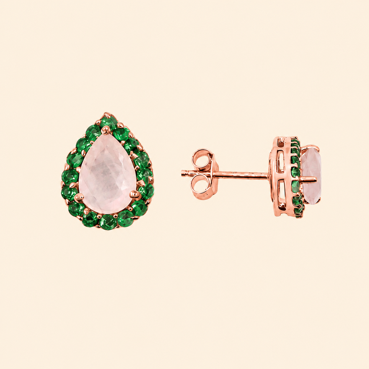 Corallina Pear Earrings in Rose Quartz