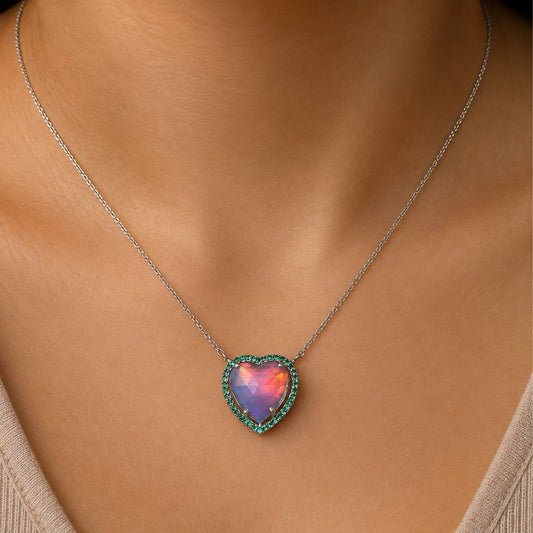 Opal Quartz Heart Necklace (Sample)