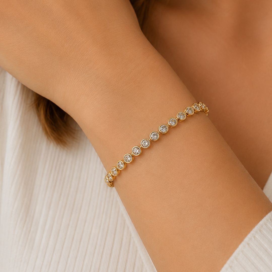 Coffee Diamond Bezel Tennis Bracelet