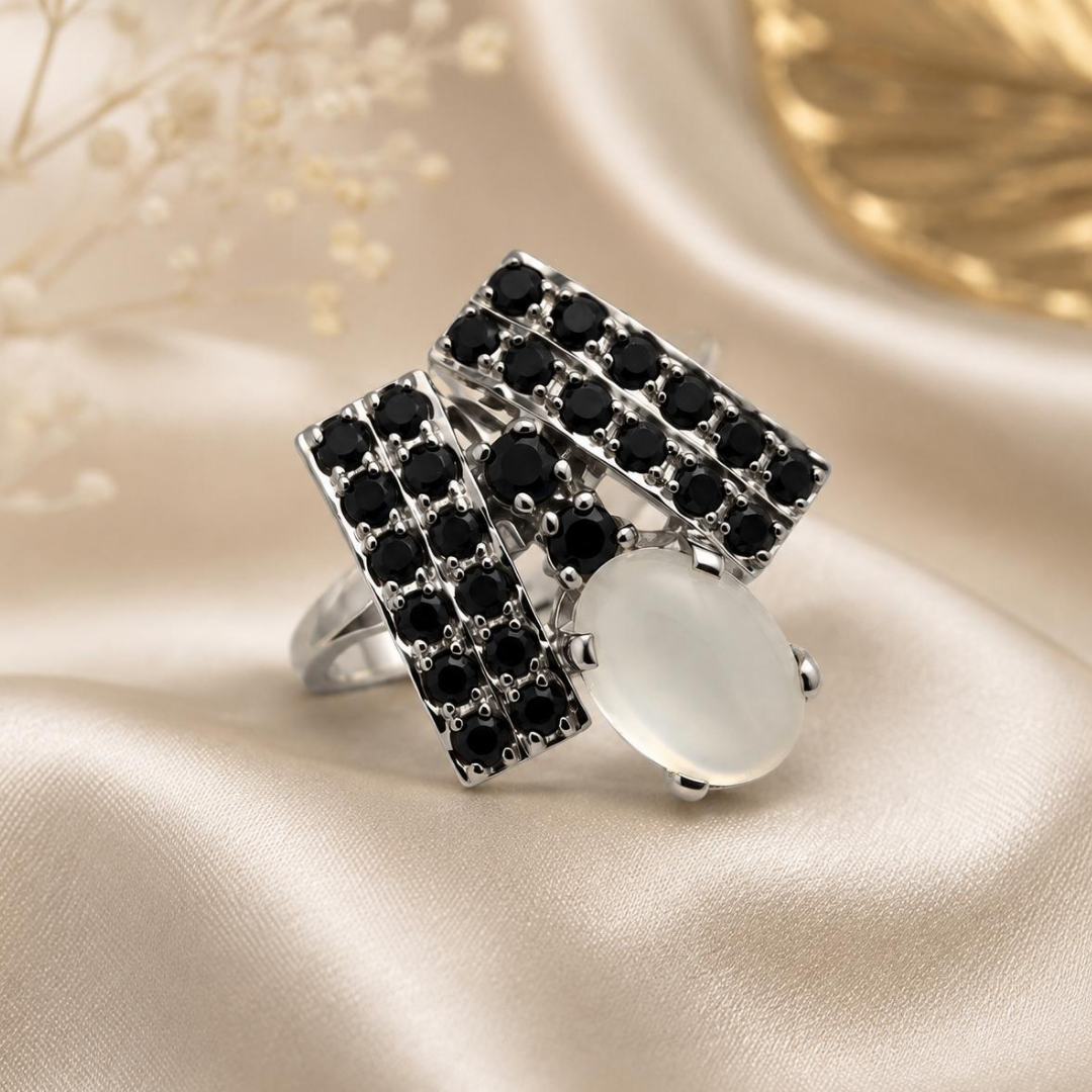 Elegance Cascade in Moonstone Ring