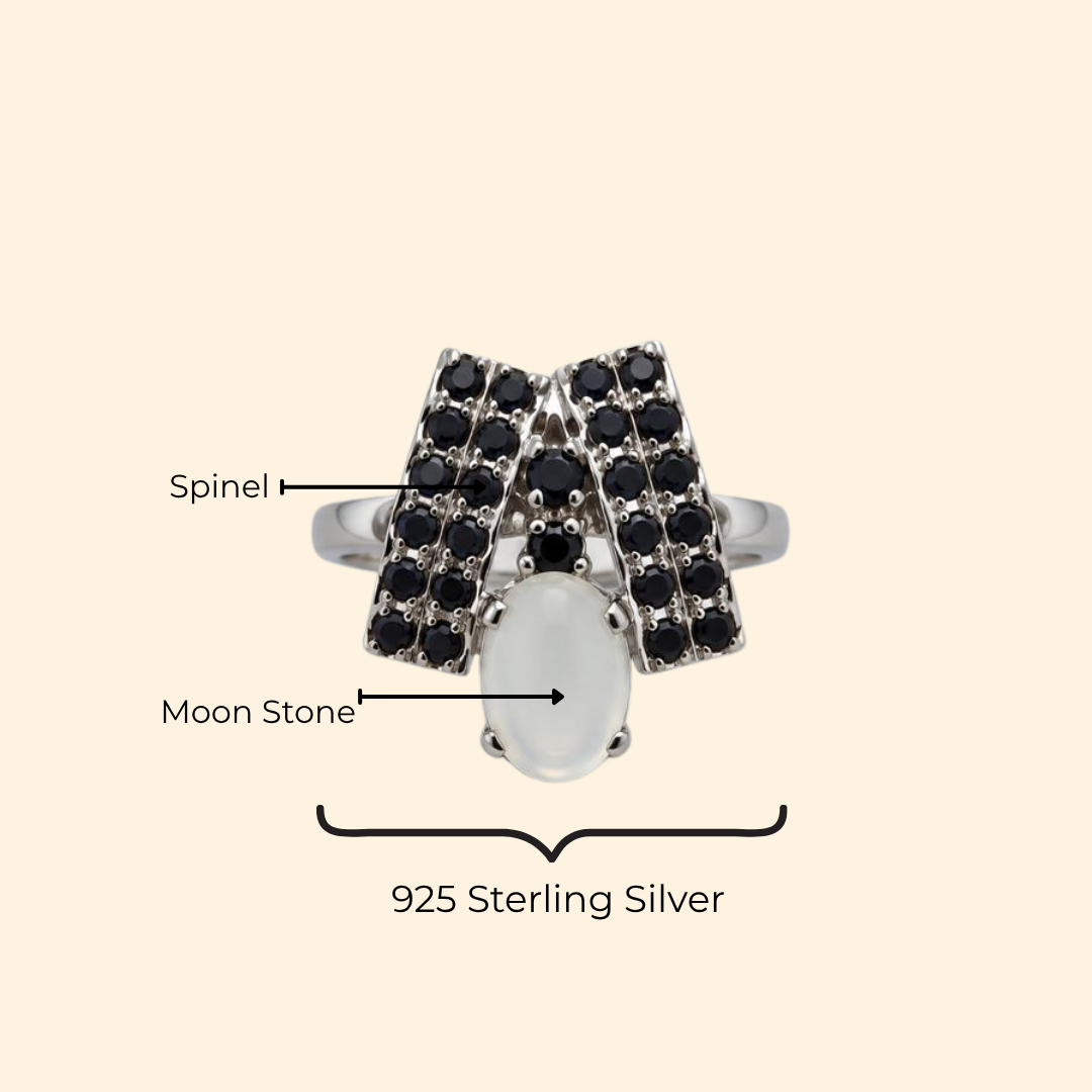 Elegance Cascade in Moonstone Ring