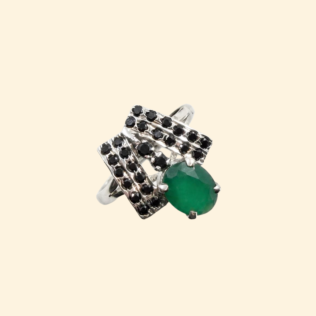 Elegance Cascade in Green Onyx Ring