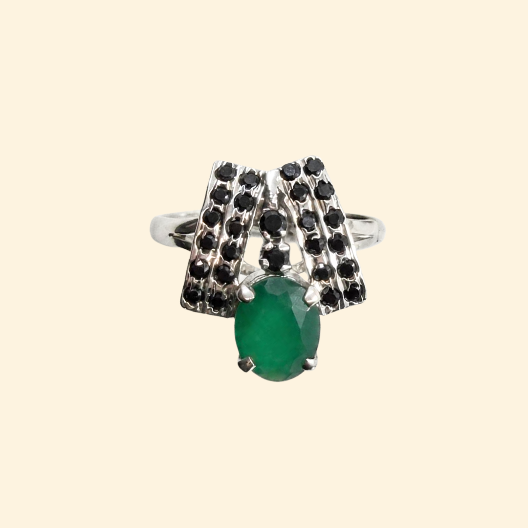 Elegance Cascade in Green Onyx Ring