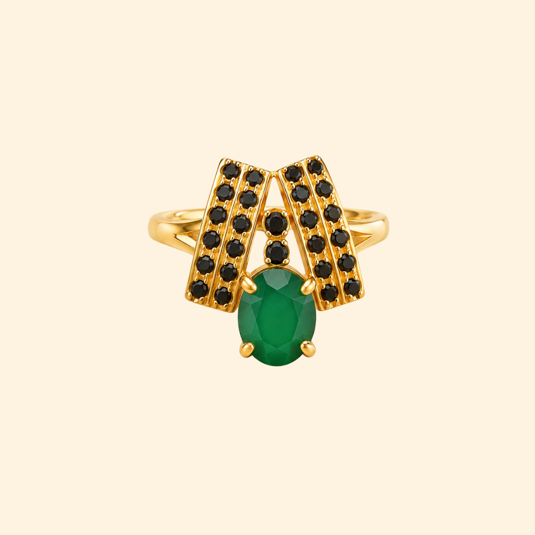 Elegance Cascade in Green Onyx Ring