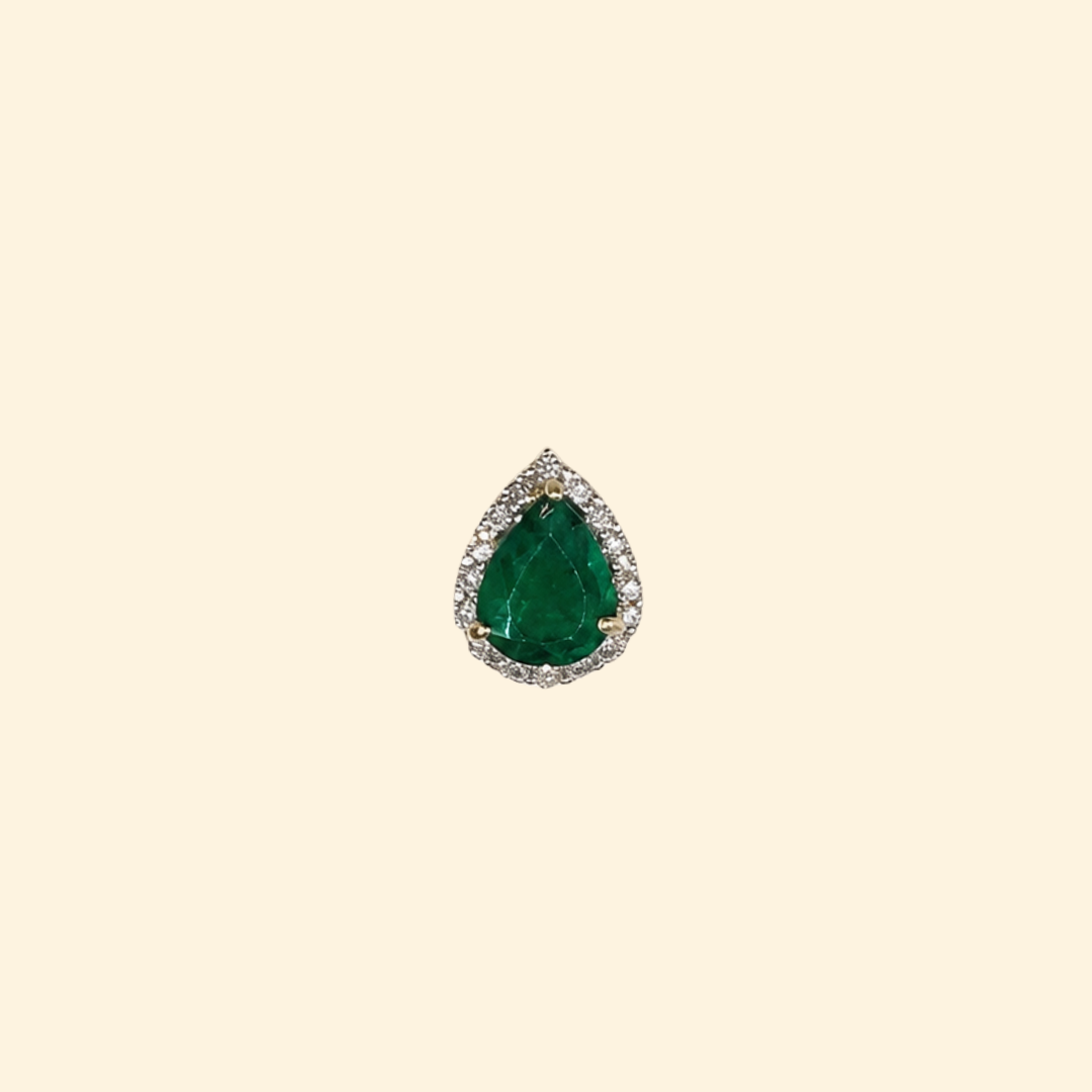 Pear Emerald Diamond Halo Pendant