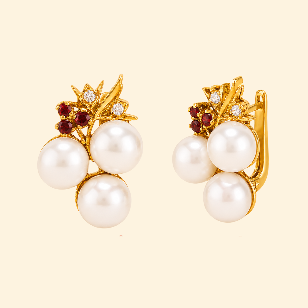 White Pearl Grape Earrings