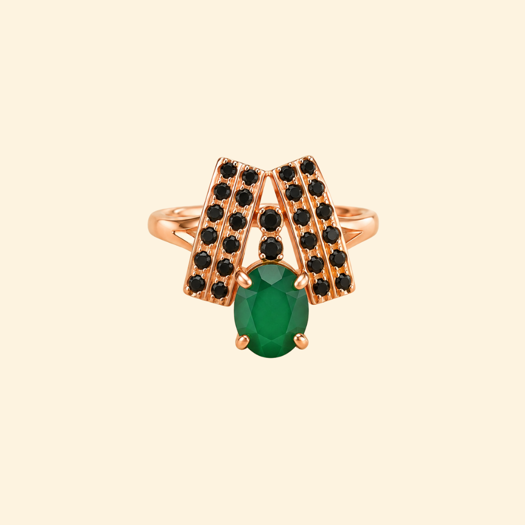 Elegance Cascade in Green Onyx Ring
