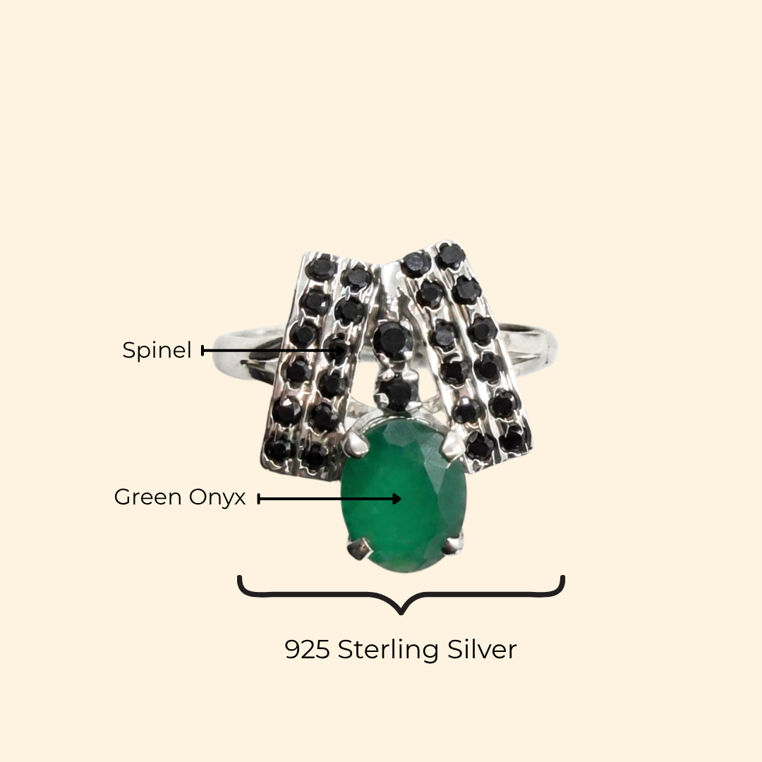 Elegance Cascade in Green Onyx Ring