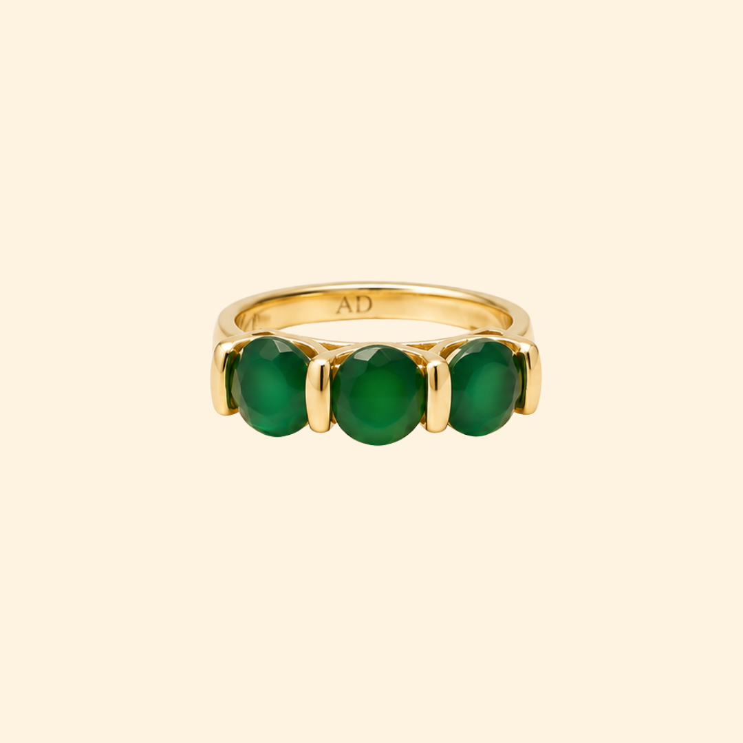 Trinity Ring in Green Onyx