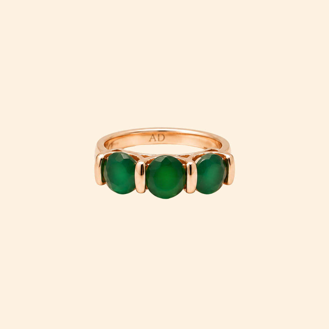 Trinity Ring in Green Onyx