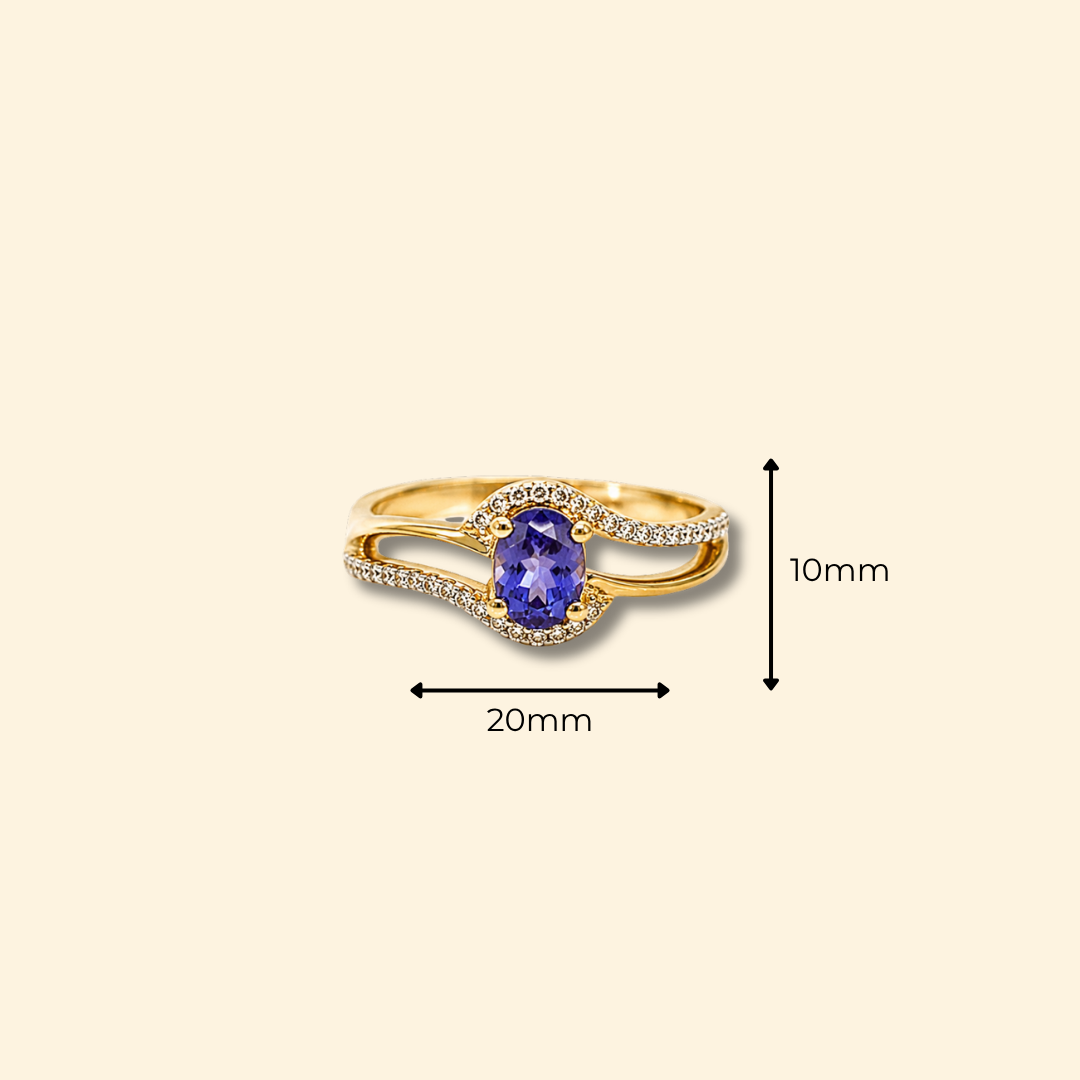 Oval Tanzanite & Diamond Crossover Ring