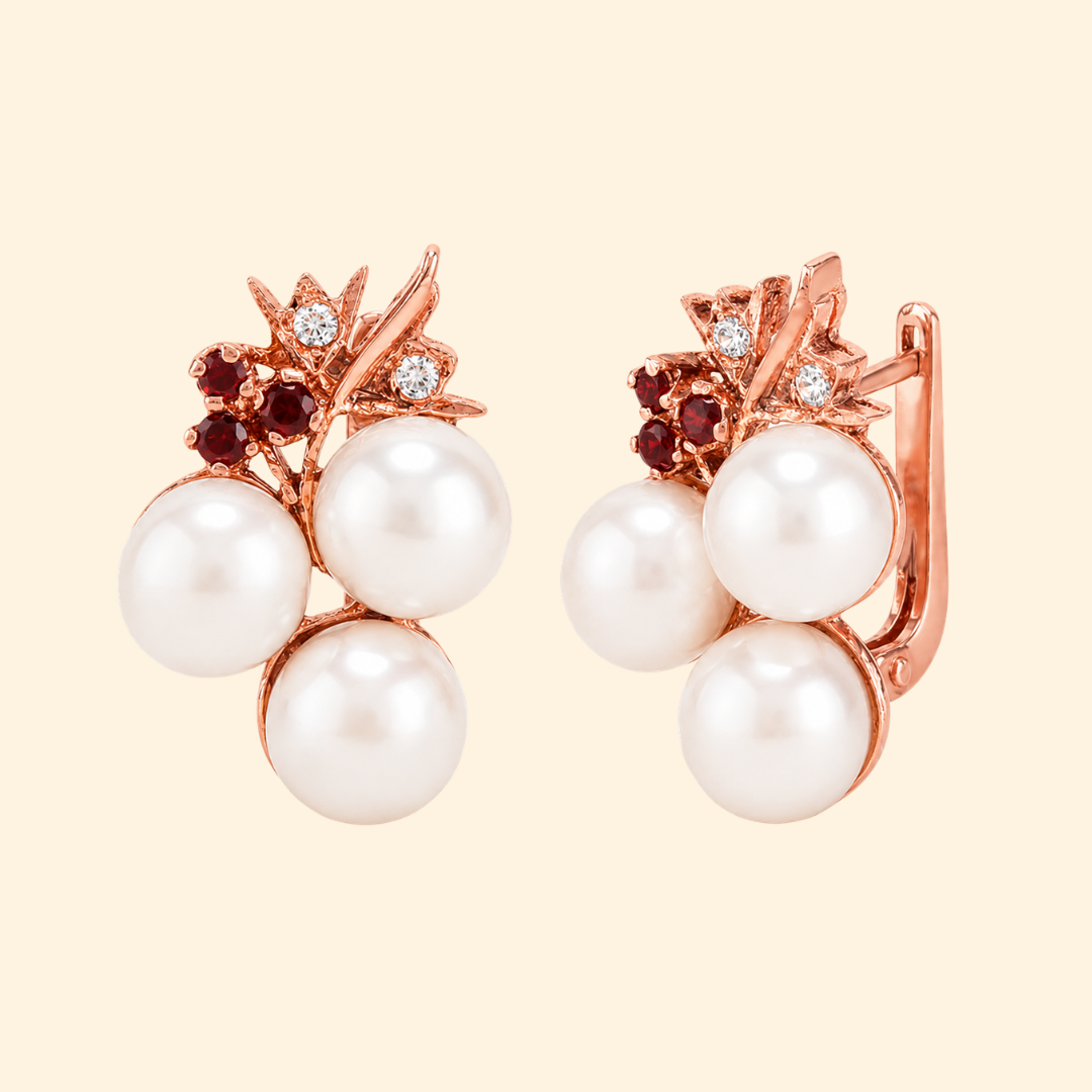 White Pearl Grape Earrings