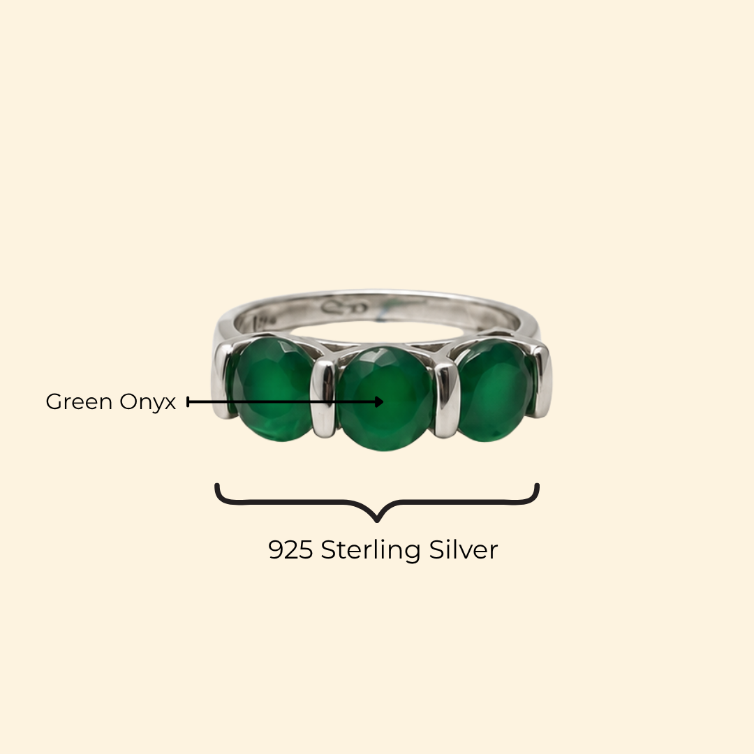 Trinity Ring in Green Onyx
