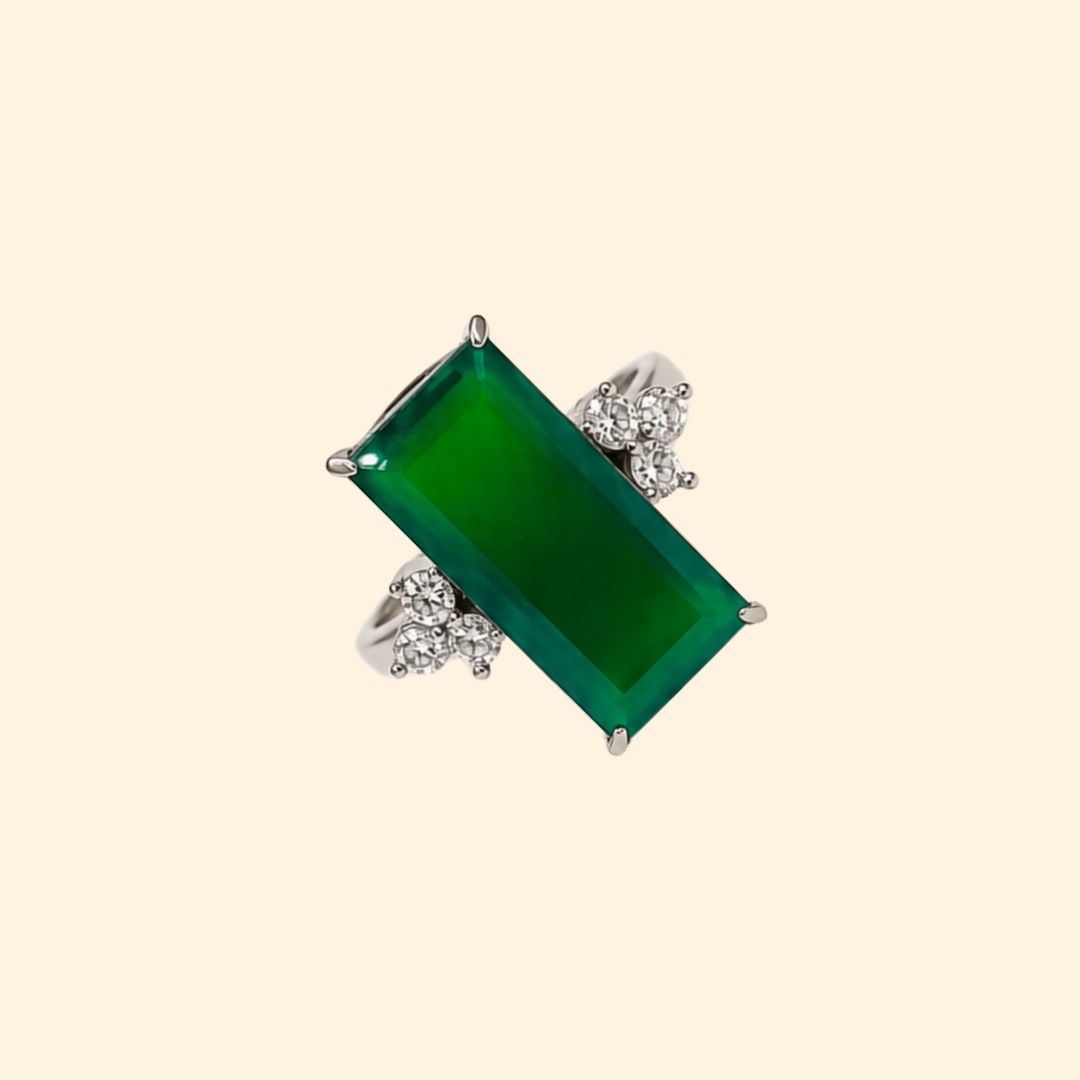 Green Onyx Baguette Ring