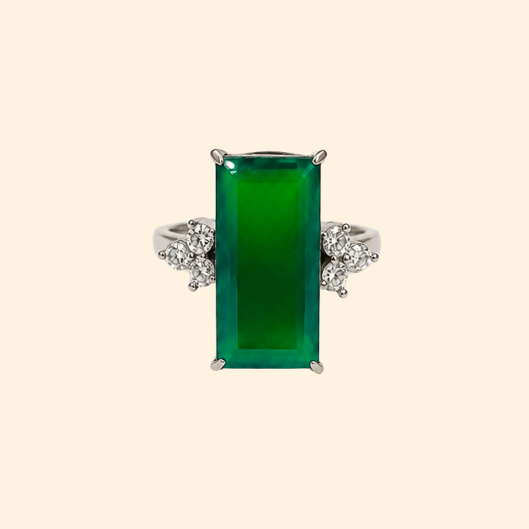 Green Onyx Baguette Ring