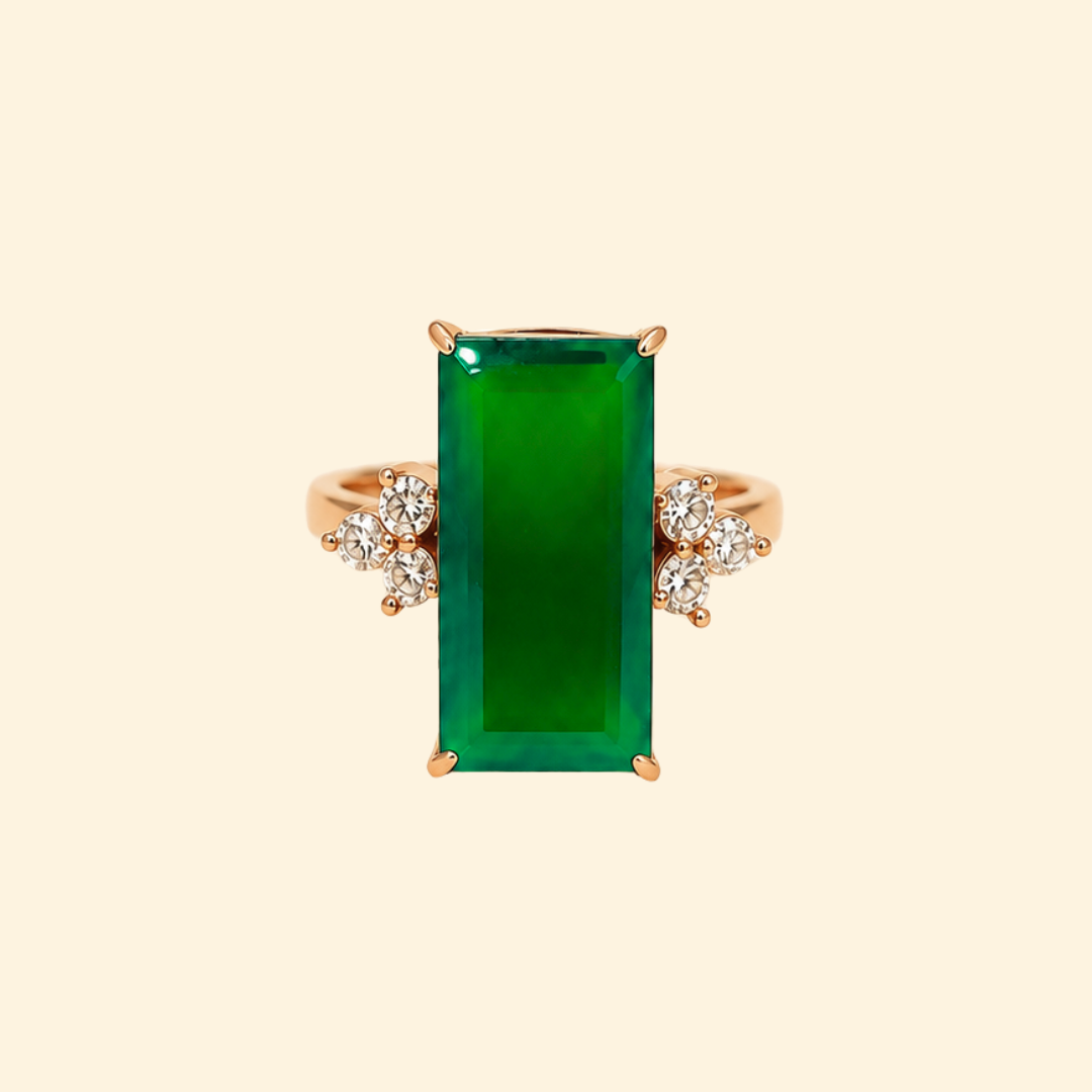 Green Onyx Baguette Ring