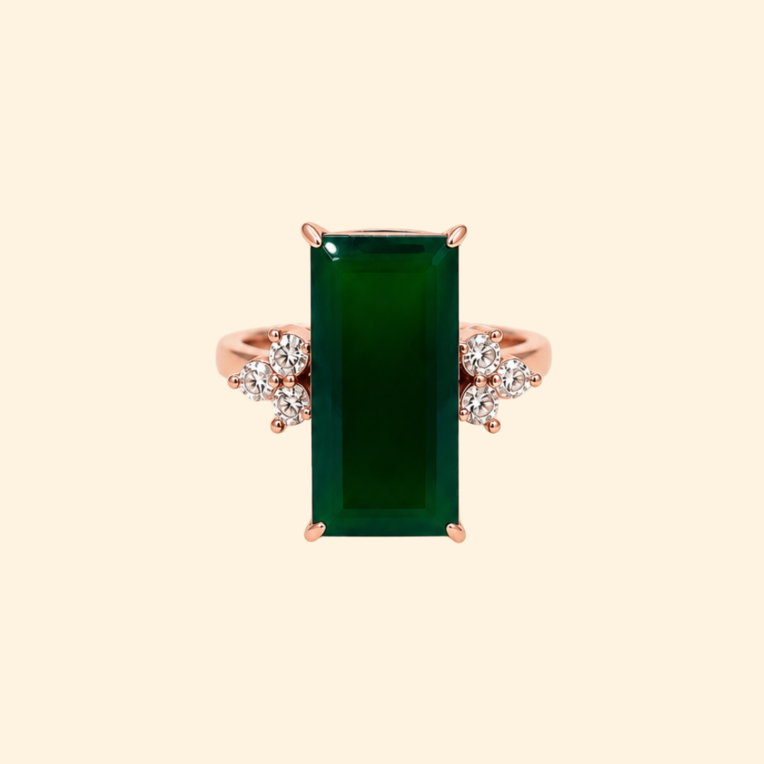 Green Onyx Baguette Ring