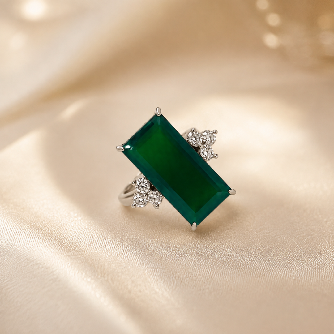 Green Onyx Baguette Ring