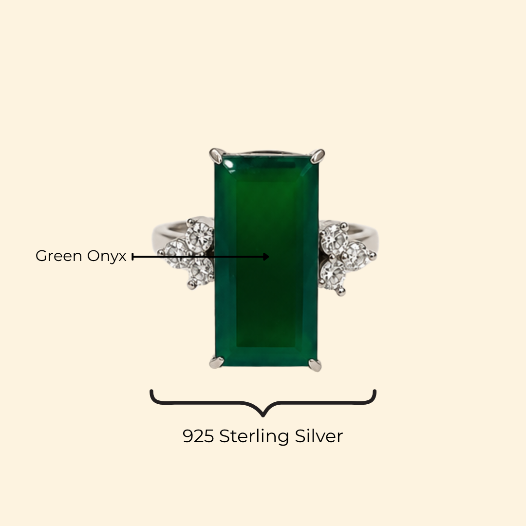 Green Onyx Baguette Ring