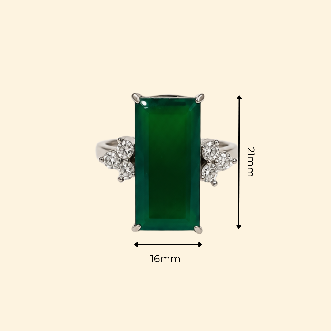 Green Onyx Baguette Ring