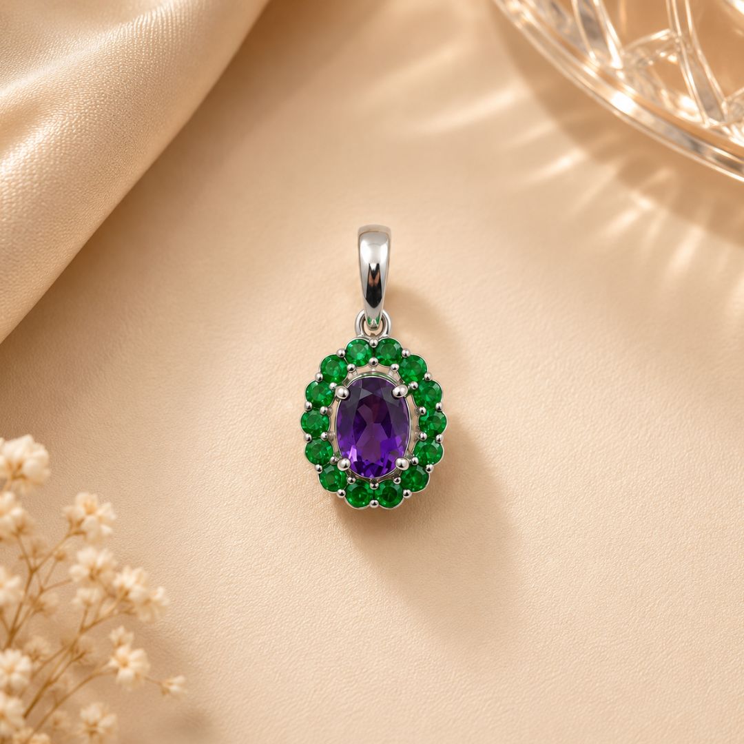 Corallina Oval Amethyst Pendant