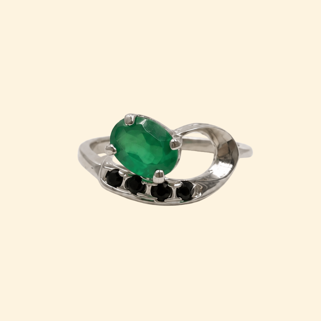 Vesper Green Onyx & Spinel Drop Ring