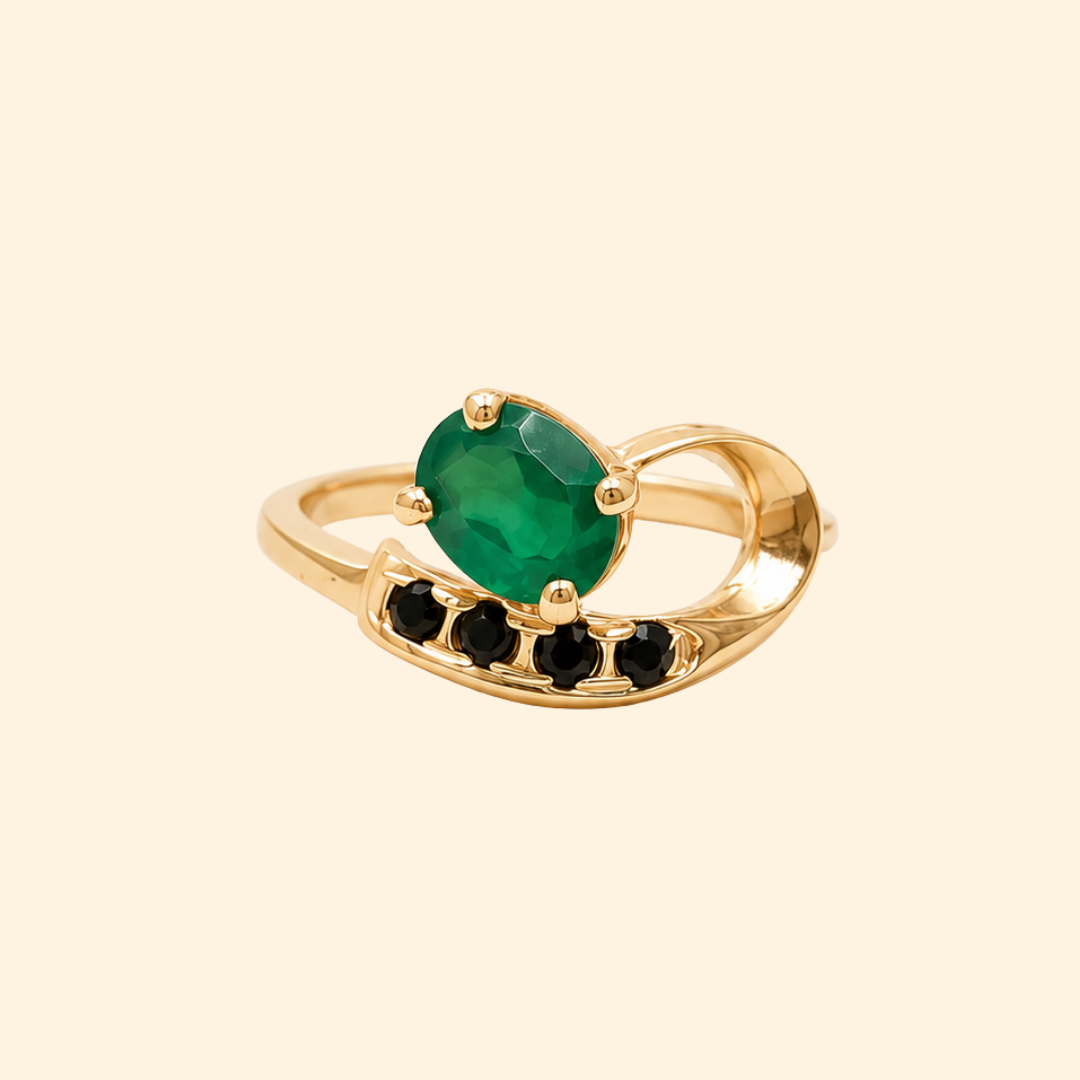 Vesper Green Onyx & Spinel Drop Ring