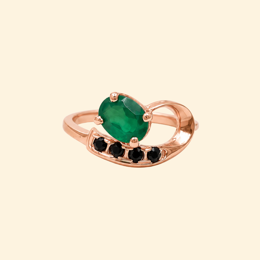 Vesper Green Onyx & Spinel Drop Ring
