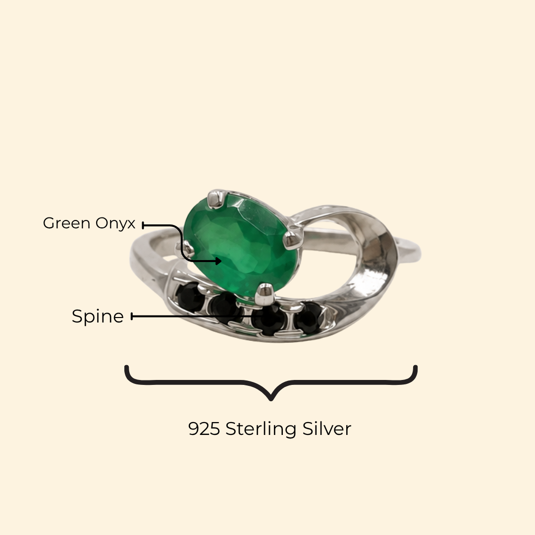 Vesper Green Onyx & Spinel Drop Ring