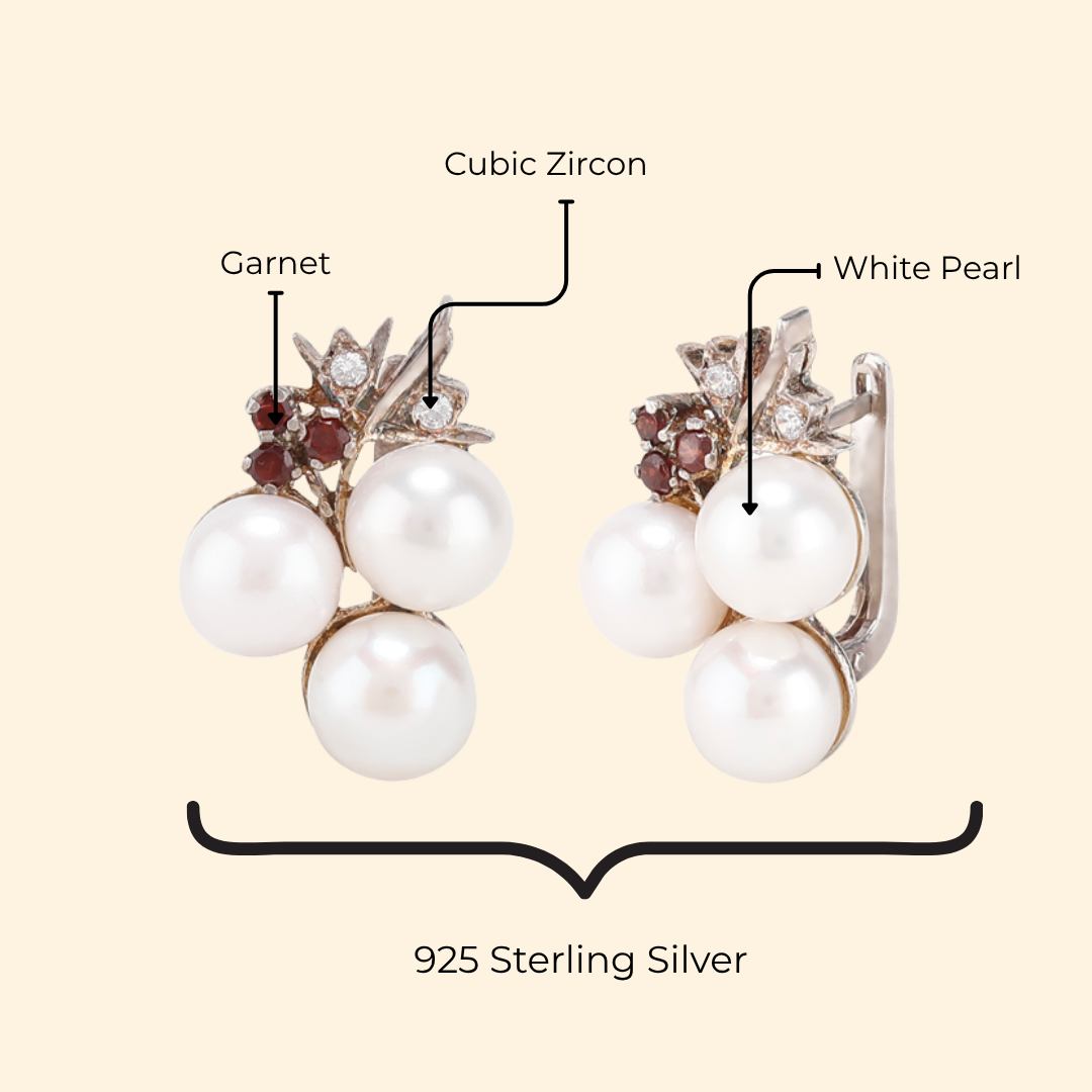 White Pearl Grape Earrings