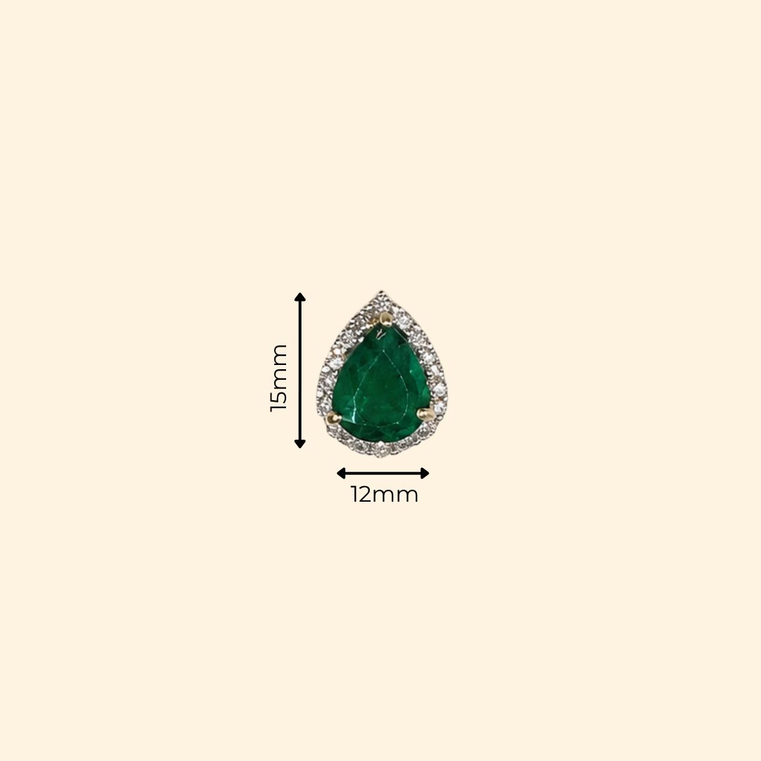Pear Emerald Diamond Halo Pendant