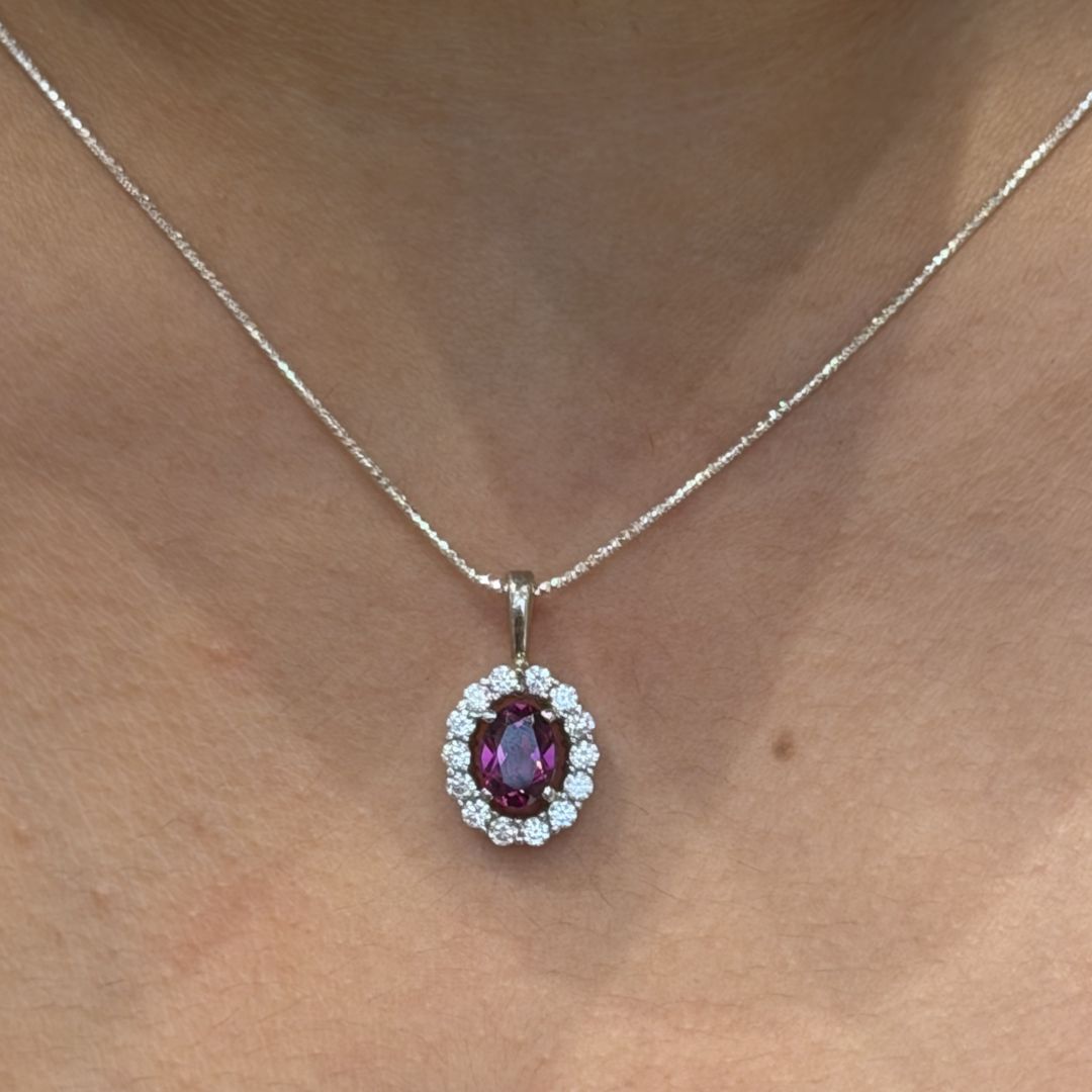 Corallina Oval Rhodolite Pendant